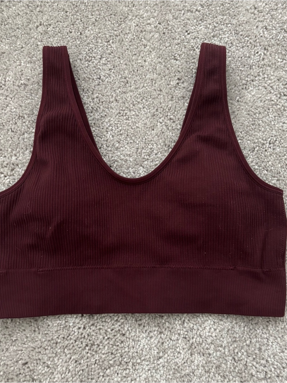 Aerie Ribbed Scoop Neck Bralette in Deep Burgundy